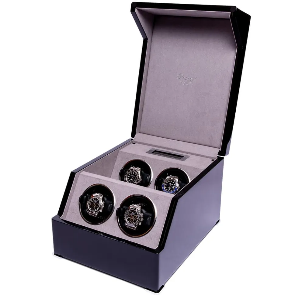 RAPPORT – Perpetua III Quad Watch Winder in Ebony Black W574