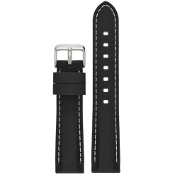 REGATTA Black Silicone White Stitched Sports Watch Strap 8201