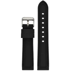 REGATTA Black Silicone White Stitched Sports Watch Strap 8201