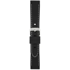 REGATTA Black Silicone White Stitched Sports Watch Strap 8201