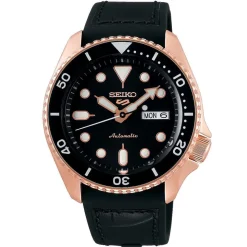 SEIKO – Seiko 5 Sports Rose IP Black Dial Automatic Watch SRPD76K1