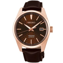 SEIKO PRESAGE – Sharp Edged Series Brown Dial Strap Watch SPB170J1
