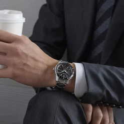 Seiko Presage | Sharp Edged Series GMT Black Dial Watch | SPB221J1