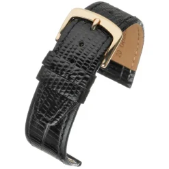 Tate | Black Teju Lizard Grain Watch Strap | WH400