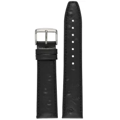 TODD Black Ostrich Grain Leather Watch Strap WH1010
