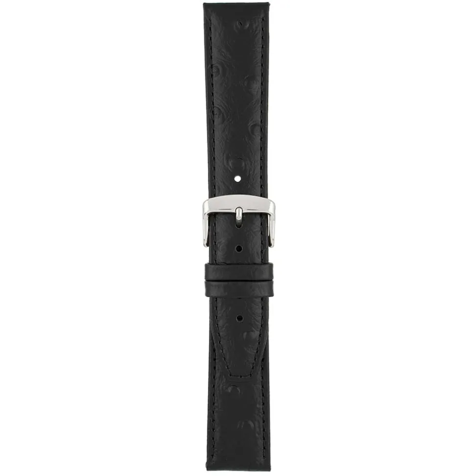 TODD Black Ostrich Grain Leather Watch Strap WH1010
