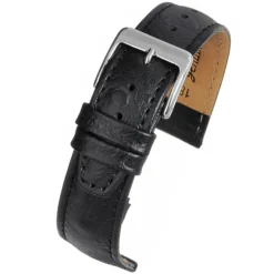 TODD Black Ostrich Grain Leather Watch Strap WH1010