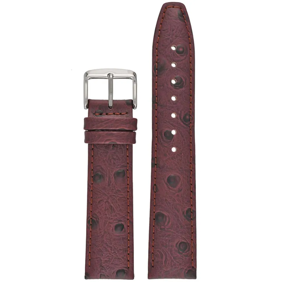 TODD Brown Ostrich Grain Leather Watch Strap WH1015