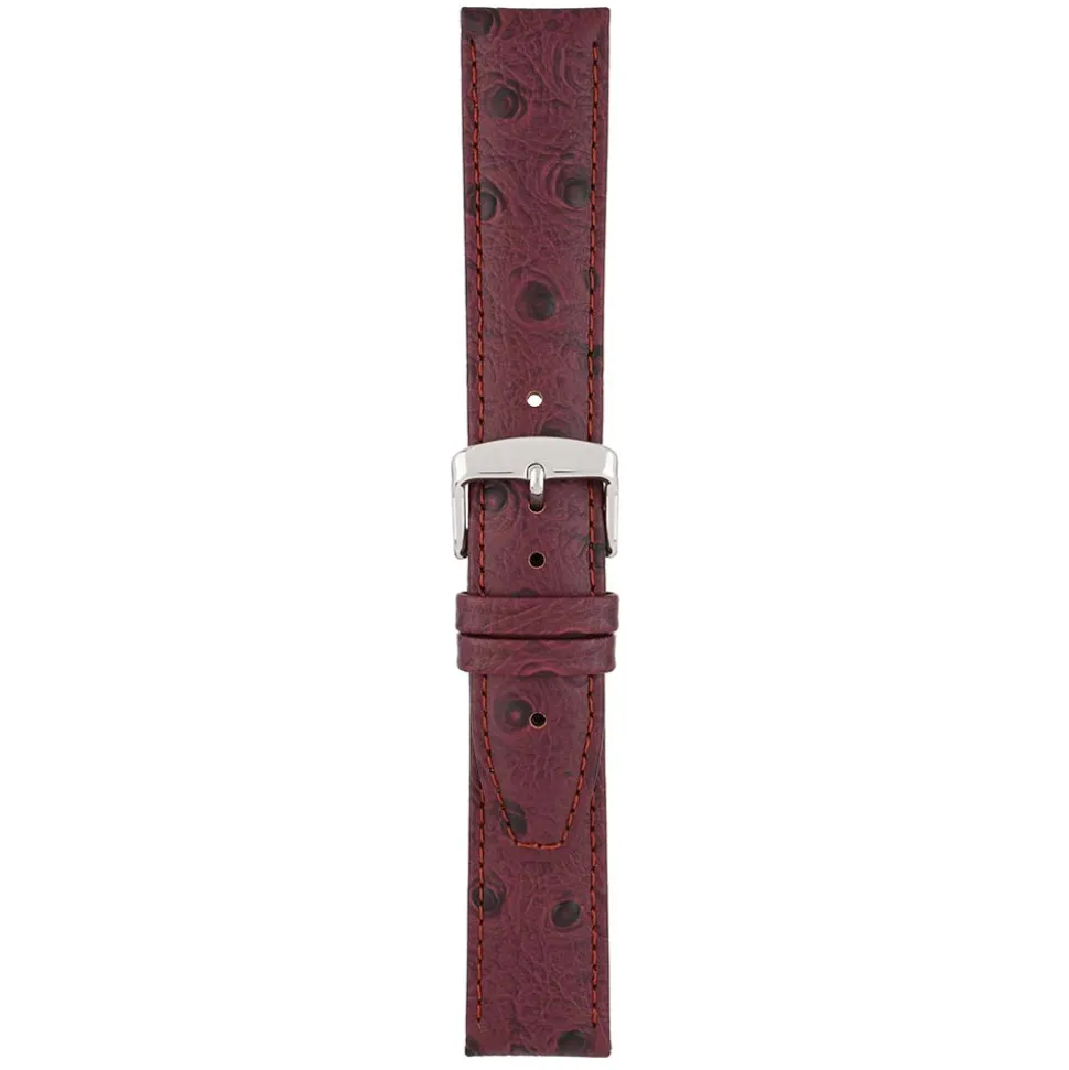 TODD Brown Ostrich Grain Leather Watch Strap WH1015