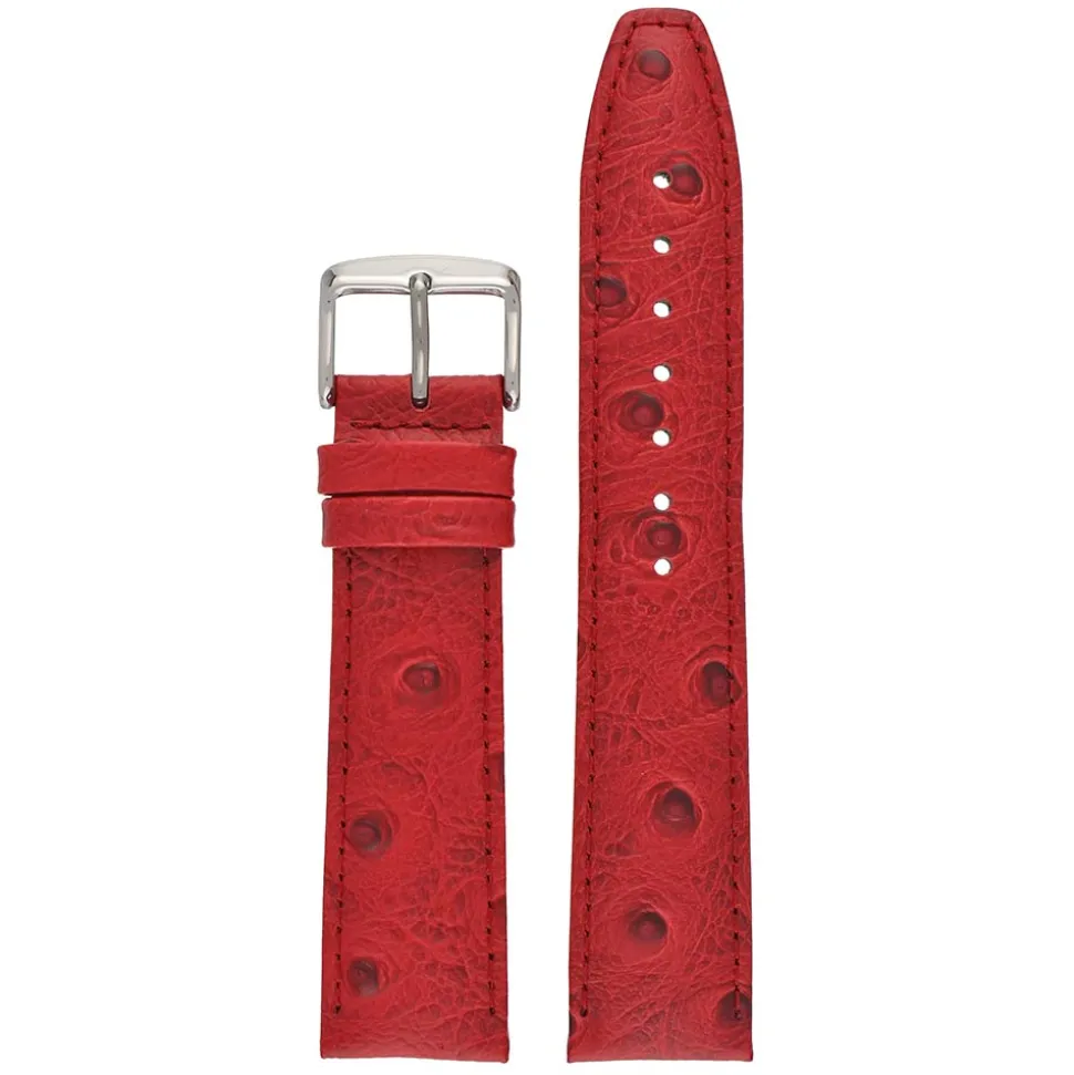 TODD Red Ostrich Grain Leather Watch Strap WH1017