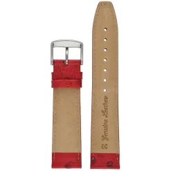 TODD Red Ostrich Grain Leather Watch Strap WH1017