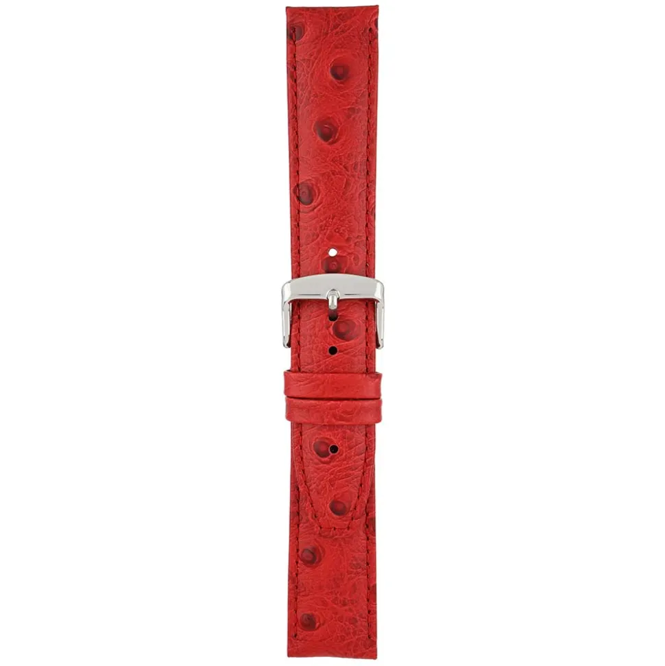 TODD Red Ostrich Grain Leather Watch Strap WH1017