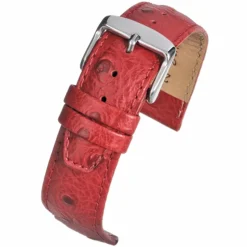 TODD Red Ostrich Grain Leather Watch Strap WH1017