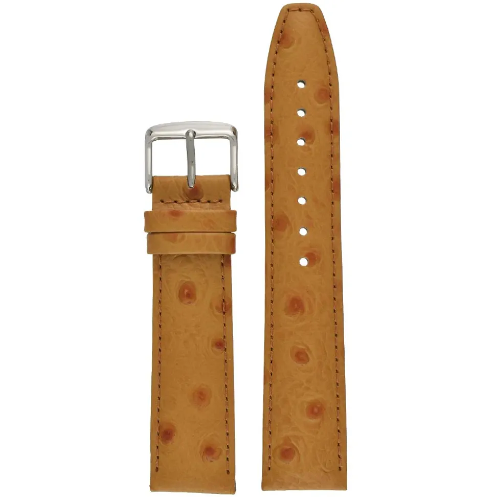 TODD Tan Ostrich Grain Leather Watch Strap WH101