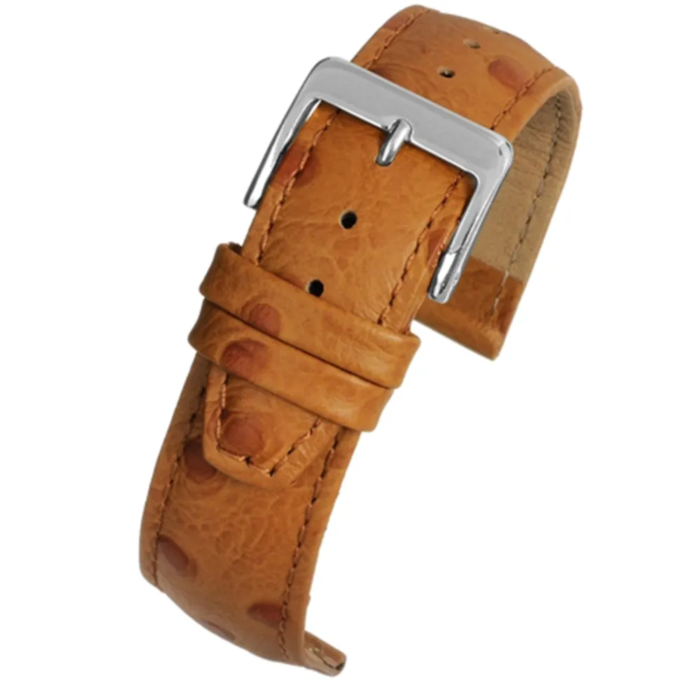 TODD Tan Ostrich Grain Leather Watch Strap WH101