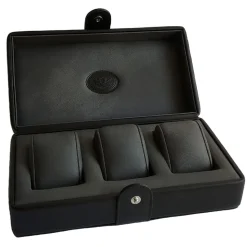 UNDERWOOD – Black Leather Triple Watch Storage Box UN/209CALFBLACK