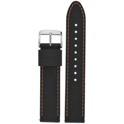 VELOCITY Black Silicone Quick Release Copper Stitch Watch Strap WH691Q