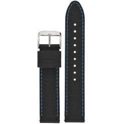 VELOCITY Black Silicone Quick Release Blue Stitch Watch Strap WH693Q