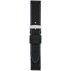 VELOCITY Black Silicone Quick Release Blue Stitch Watch Strap WH693Q