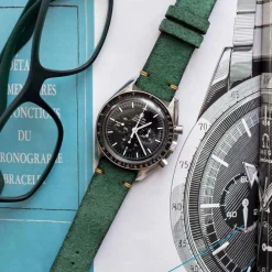 Winchester | Handmade Two Stitch Green Suede Strap | TS.SUEDE.GREEN