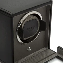 WOLF – Cub Black Pebble Watch Winder With Cover 461103