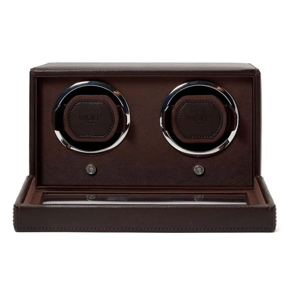 WOLF | Cub Brown Double Watch Winder With Cover | 461206