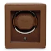 WOLF | Cub Cognac Single Watch Winder With Cover | 461127