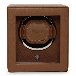 WOLF | Cub Cognac Single Watch Winder With Cover | 461127