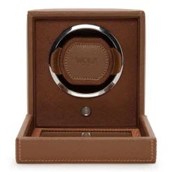 WOLF | Cub Cognac Single Watch Winder With Cover | 461127