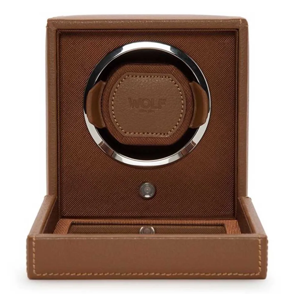 WOLF | Cub Cognac Single Watch Winder With Cover | 461127