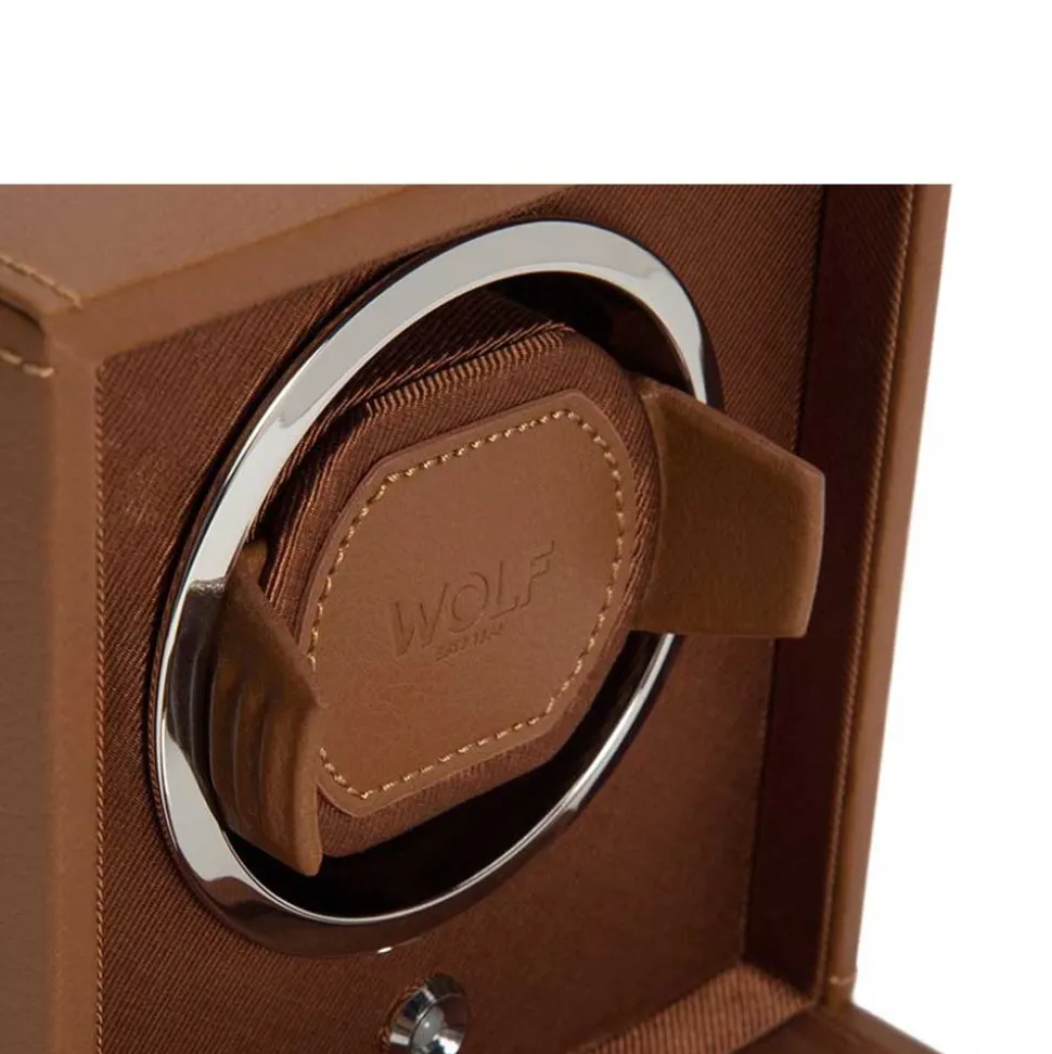 WOLF | Cub Cognac Single Watch Winder With Cover | 461127