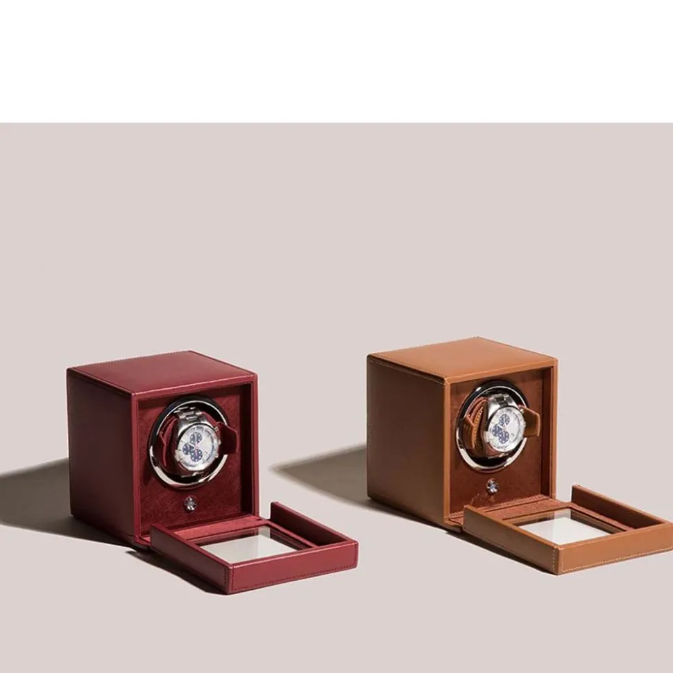 WOLF | Cub Cognac Single Watch Winder With Cover | 461127