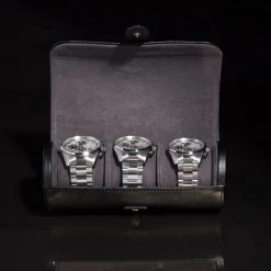 WOLF – Heritage Blake Three Watch Roll in Black 305602