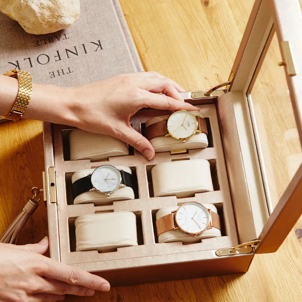 WOLF – Palermo 6 Piece Watch Storage Box in Rose Gold 213816