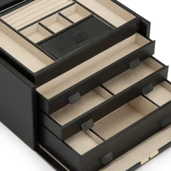 WOLF – Palermo Large Jewellery Box in Anthracite Leather 213002