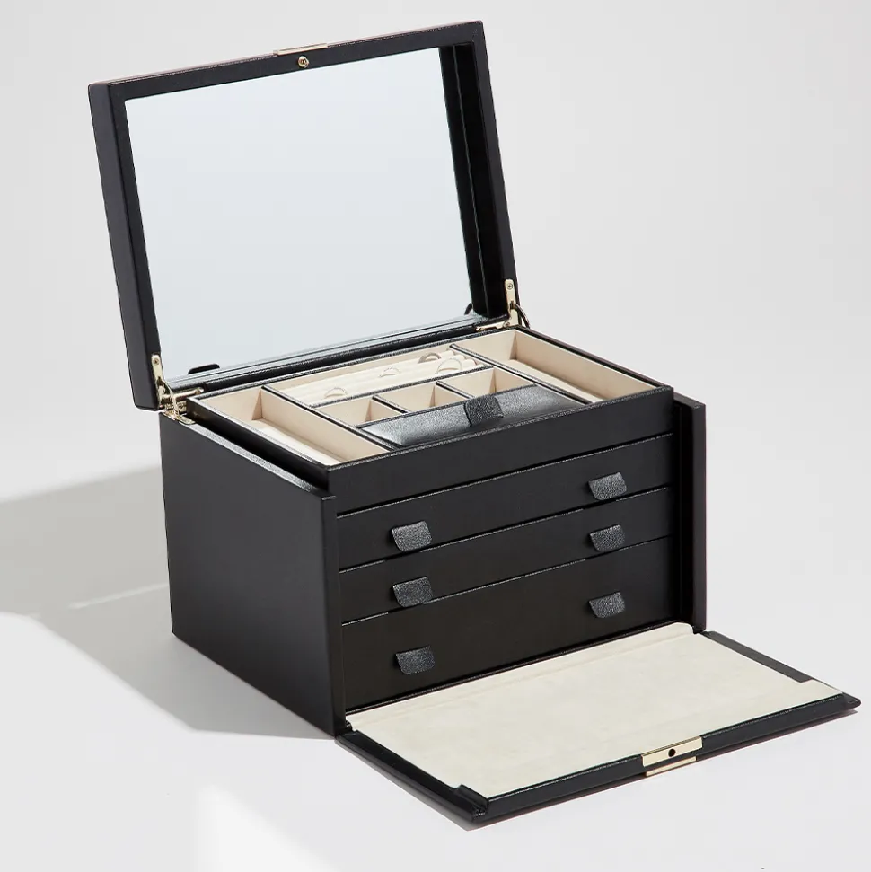 WOLF – Palermo Large Jewellery Box in Anthracite Leather 213002