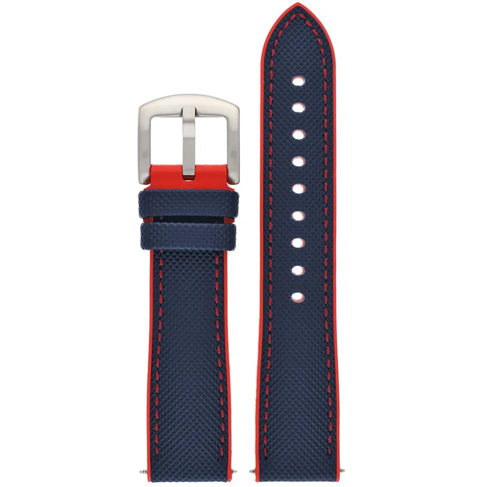 Yachting | Navy and Red Waterproof Rubber Hybrid Strap | WS252