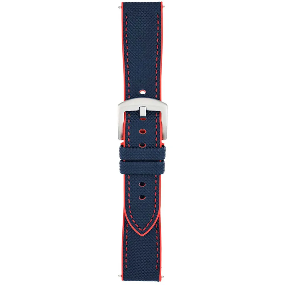 Yachting | Navy and Red Waterproof Rubber Hybrid Strap | WS252