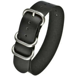 ZULU Black Leather Watch Strap Heavy Duty Buckle ZUL1