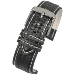 CARBON Black Carbon Fibre Grain Water Resistant Watch Strap WH644
