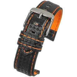 CARBON Black Carbon Fibre Grain Water Resistant Watch Strap WH648