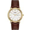 CITIZEN – Classic Gold Tone Leather Strap Watch BM8242-08A