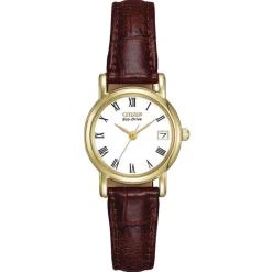 CITIZEN – Gold Tone Leather Strap Watch EW1272-01B