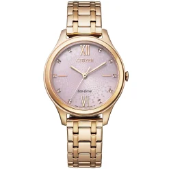 Citizen | Pink Patterned Dial Rose Bracelet Watch | EM0503-75X