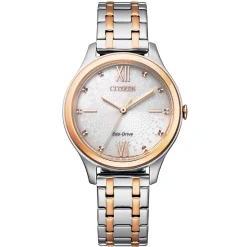 Citizen | Silver Patterned Dial Two Tone Watch | EM0506-77A