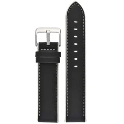 DARCY Black Contrast Edge Modern Finish Leather Watch Strap W180