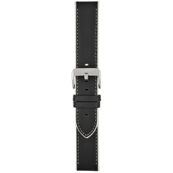 DARCY Black Contrast Edge Modern Finish Leather Watch Strap W180