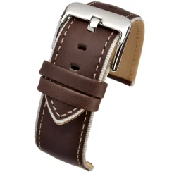 DARCY Brown Contrast Edge Modern Finish Leather Watch Strap W181