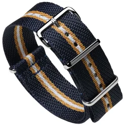 DUCKWORTH PRESTEX – Blue NATO Watch Strap with Ochre and White Stripe DPBNOW