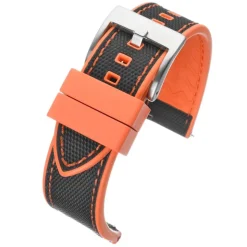 Endura | Black and Orange Sailcloth Rubber Hybrid Strap | WS208
